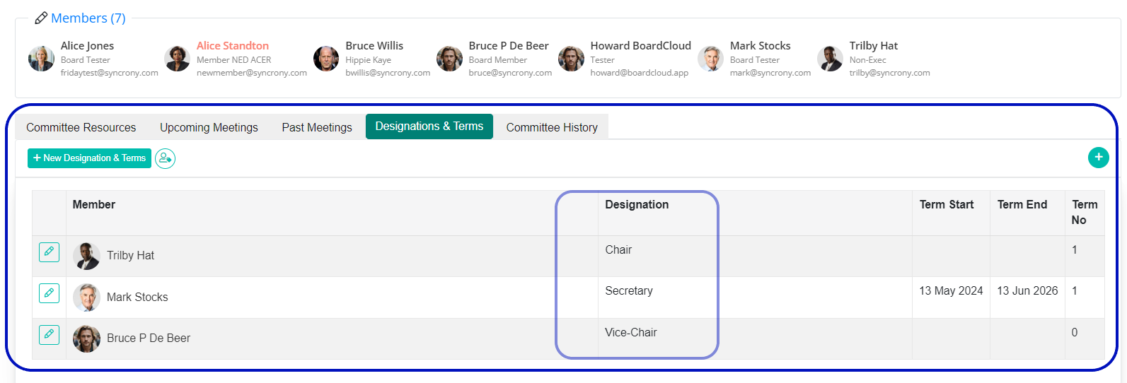 Terms Designations tab