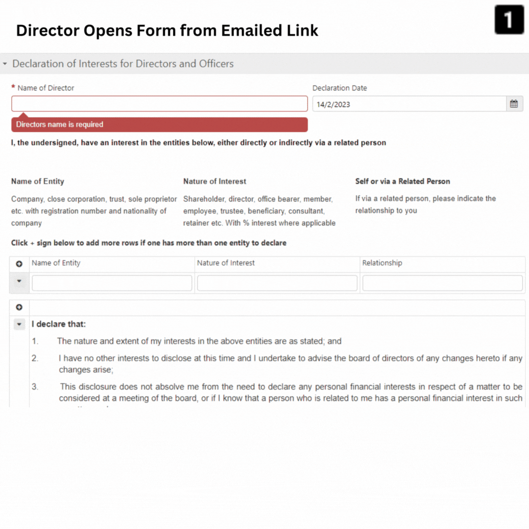 Complete and Submit Online Directors Declaration